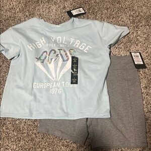 AC/DC Kids Matching Set in Light Blue and Gray